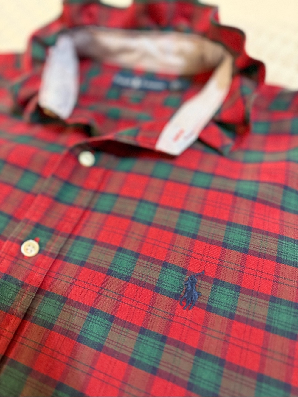 Ralph Lauren Red and Green Plaid Button-Down Shirt - Picture 9 of 10